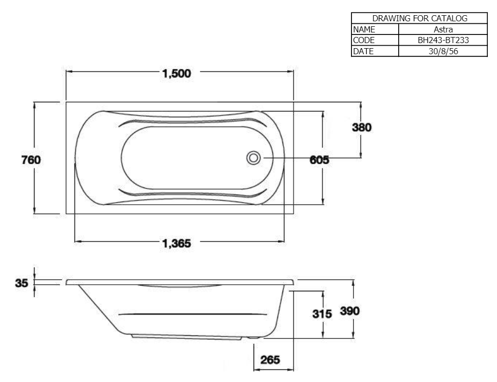 BỒN TẮM COTTO - MÀU TRẮNG - BH243PP(H) WH - Ảnh 2
