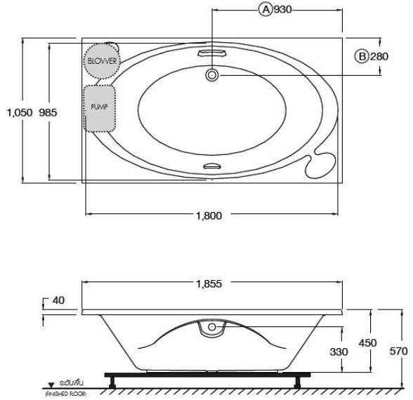 BỒN TẮM COTTO - MÀU TRẮNG - BHW323PP(H) WH - Ảnh 2