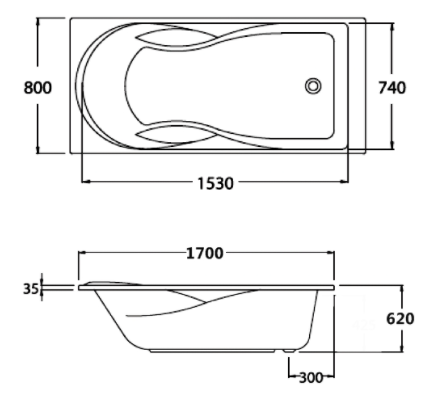 BỒN TẮM COTTO - MÀU TRẮNG - BHW328PP(H) WH - Ảnh 2