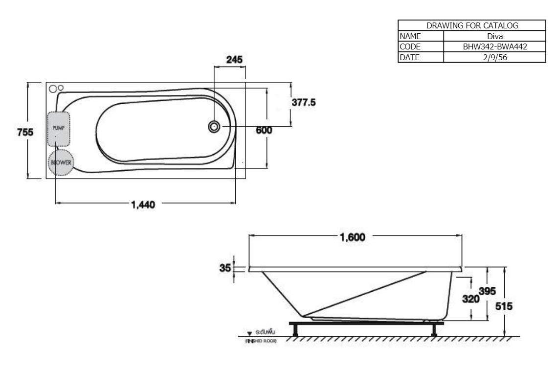 BỒN TẮM COTTO - MÀU TRẮNG - BHW342PP(H) WH - Ảnh 2