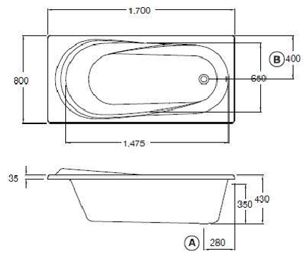 BỒN TẮM COTTO - MÀU TRẮNG - BT1052PP(H) WH - Ảnh 2