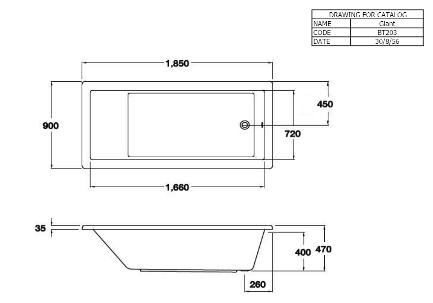 BỒN TẮM COTTO - MÀU TRẮNG - BT203PP(H) WH - Ảnh 2