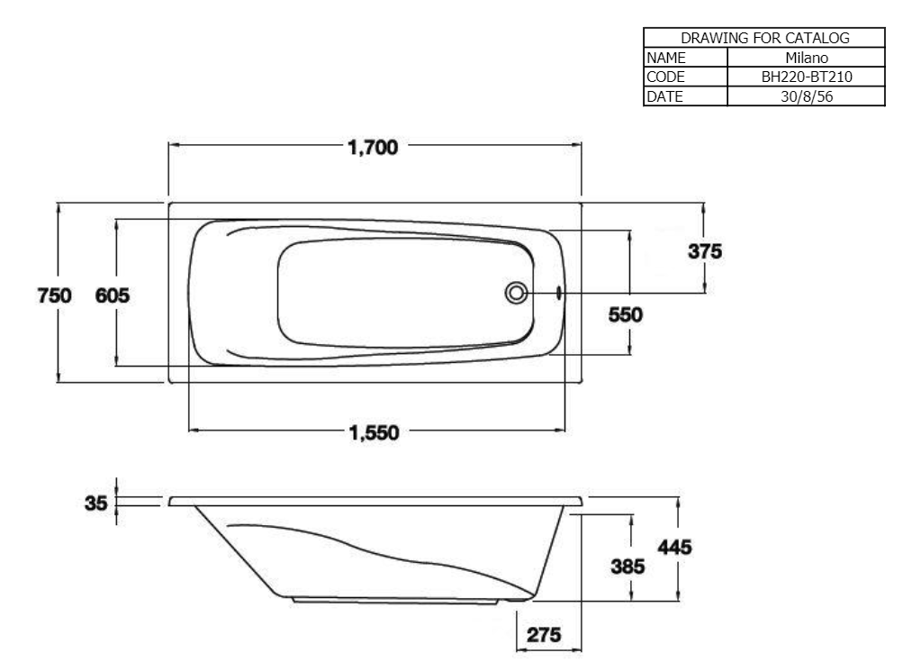 BỒN TẮM COTTO - MÀU TRẮNG - BT210PP(H) WH - Ảnh 2