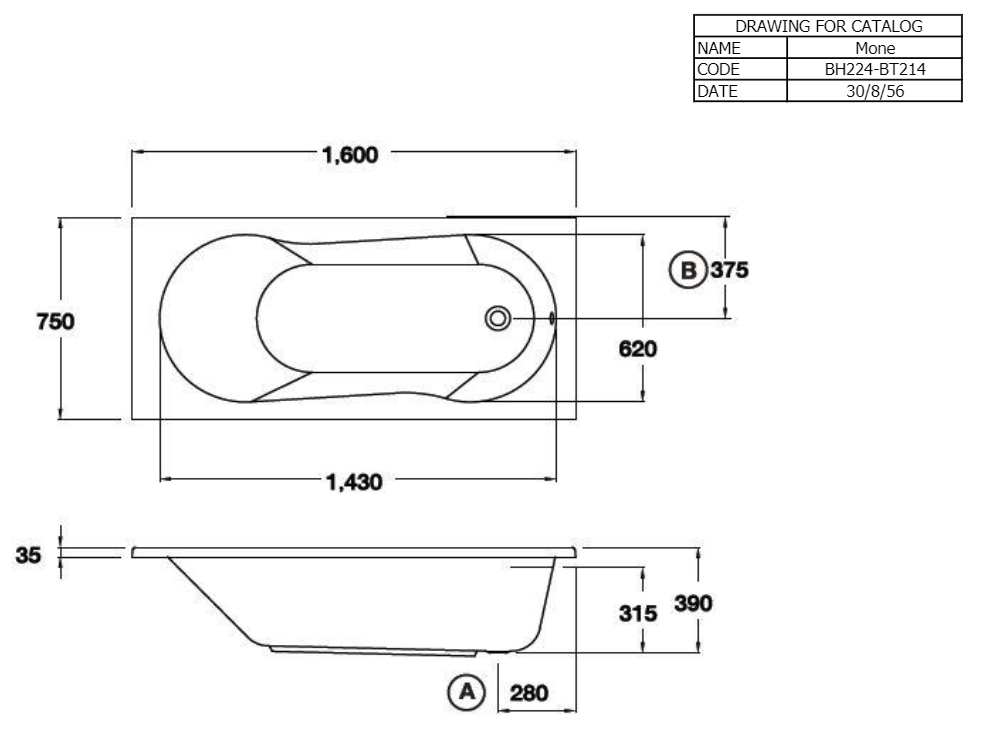 BỒN TẮM COTTO - MÀU TRẮNG - BT214D(H) WH - Ảnh 2
