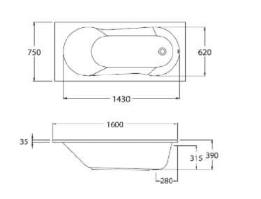 BỒN TẮM COTTO - MÀU TRẮNG - BT214PP(H) WH - Ảnh 2