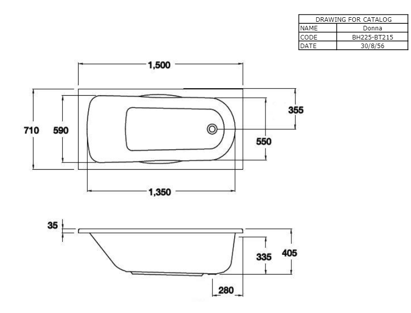 BỒN TẮM COTTO - MÀU TRẮNG - BT215D(H) WH - Ảnh 2