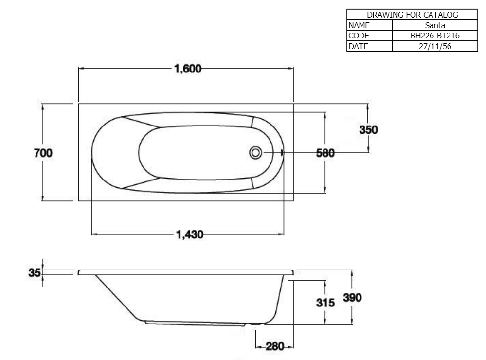 BỒN TẮM COTTO - MÀU TRẮNG - BT216D(H) WH - Ảnh 2