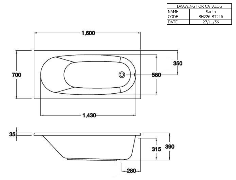 BỒN TẮM COTTO - MÀU TRẮNG - BT216PP(H) WH - Ảnh 2