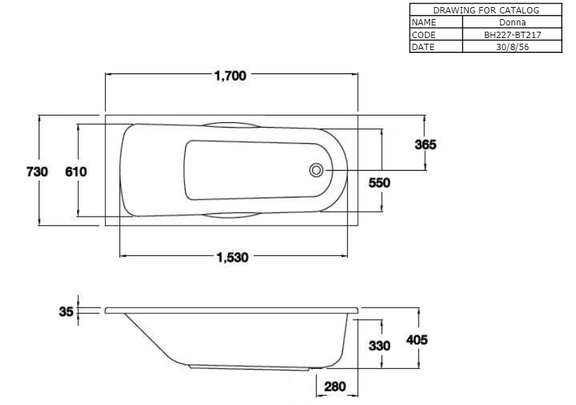 BỒN TẮM COTTO - MÀU TRẮNG - BT217D(H) WH - Ảnh 2