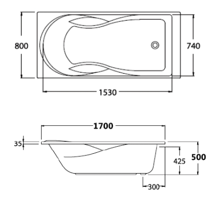 BỒN TẮM COTTO - MÀU TRẮNG - BT218PP(H) WH - Ảnh 2