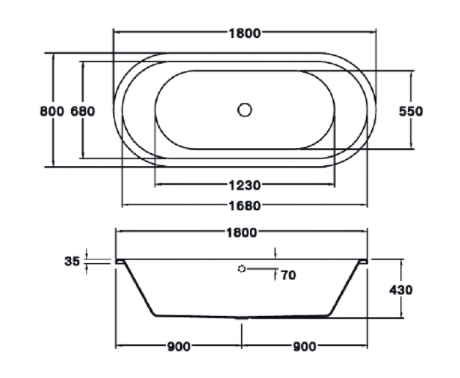 BỒN TẮM COTTO - MÀU TRẮNG - BT239EL WH - Ảnh 2