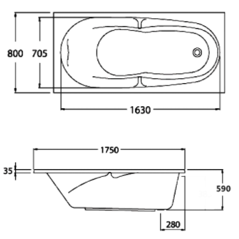 BỒN TẮM COTTO - MÀU TRẮNG - BTW312PP(H) WH - Ảnh 2