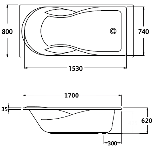 BỒN TẮM COTTO - MÀU TRẮNG - BWA428PP(H) WH - Ảnh 2