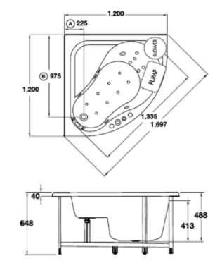 BỒN TẮM COTTO - MÀU TRẮNG - BWA434PP(H) WH - Ảnh 2