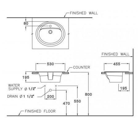CHẬU RỬA LAVABO COTTO DƯƠNG BÀN DÒNG JUPITER C008 - Ảnh 2
