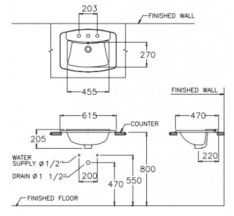 CHẬU RỬA LAVABO COTTO DƯƠNG VÀNH DÒNG VICTOR C0110 - Ảnh 4