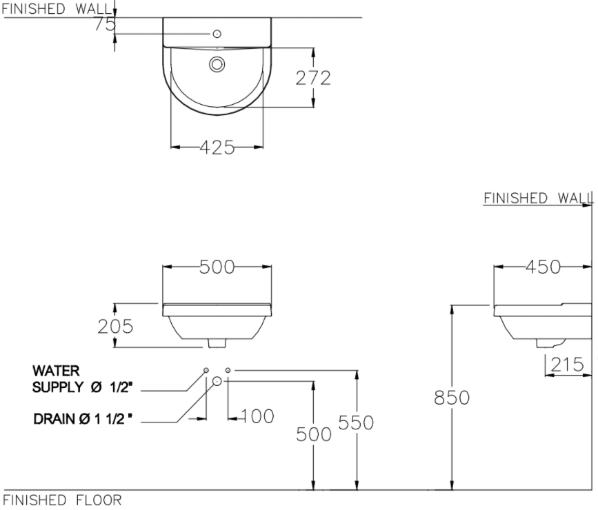 CHẬU RỬA MẶT COTTO - MÀU TRẮNG - C01547 - Ảnh 2