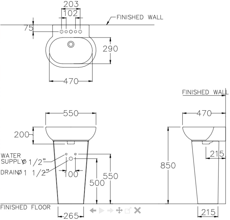 CHẬU RỬA MẶT COTTO - MÀU TRẮNG - C01557/C4155 - Ảnh 2