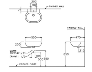 CHẬU RỬA MẶT COTTO - MÀU TRẮNG - C01557 - Ảnh 2