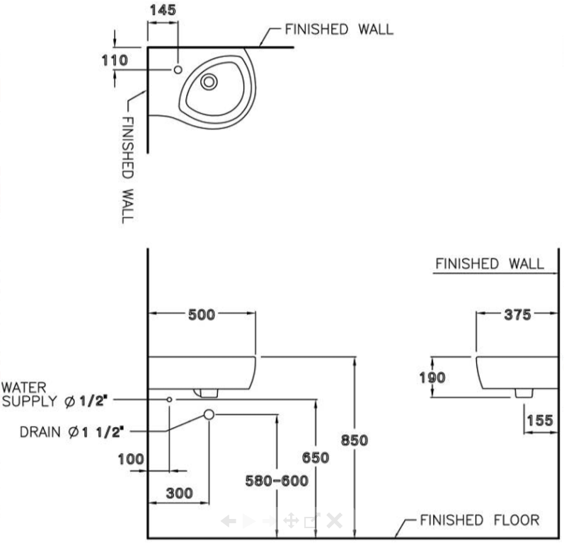 CHẬU RỬA MẶT COTTO - MÀU TRẮNG - C02807 - Ảnh 2