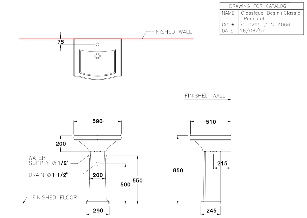 CHẬU RỬA MẶT COTTO - MÀU TRẮNG - C02957/C4066 - Ảnh 2
