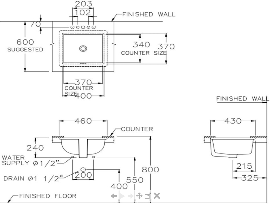 CHẬU RỬA LAVABO COTTO ÂM BÀN C0512 - Ảnh 4