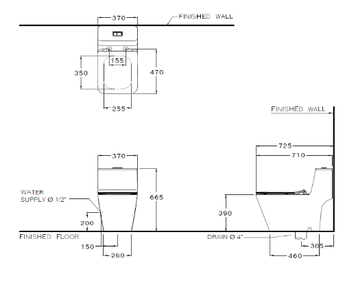 Bồn cầu một khối Cotto màu đen C1032MBK - Ảnh 2