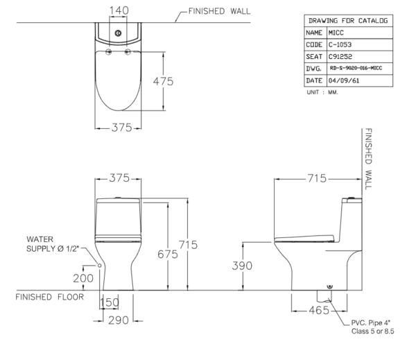 Bồn cầu một khối, màu trắng - C1053 - Ảnh 2
