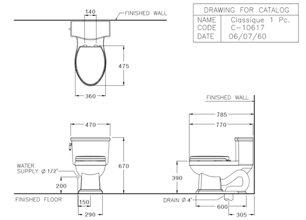 Bồn cầu một khối, màu trắng - C10617 - Ảnh 2
