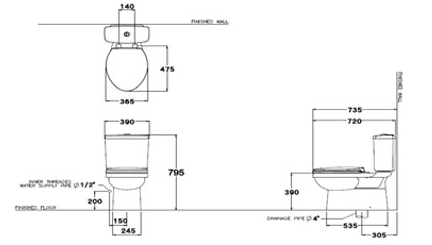 Bồn cầu hai khối, dòng Sella - C13330 - Ảnh 2
