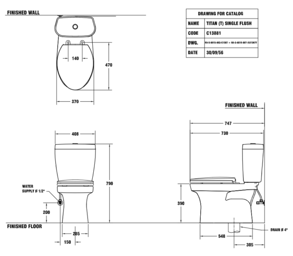 Bồn cầu hai khối, màu trắng - C13881 - Ảnh 2