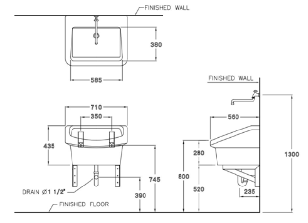 CHẬU RỬA MẶT COTTO - MÀU TRẮNG - C2800 - Ảnh 2