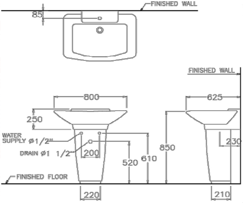CHÂN LAVABO COTTO - C4116 - Ảnh 2
