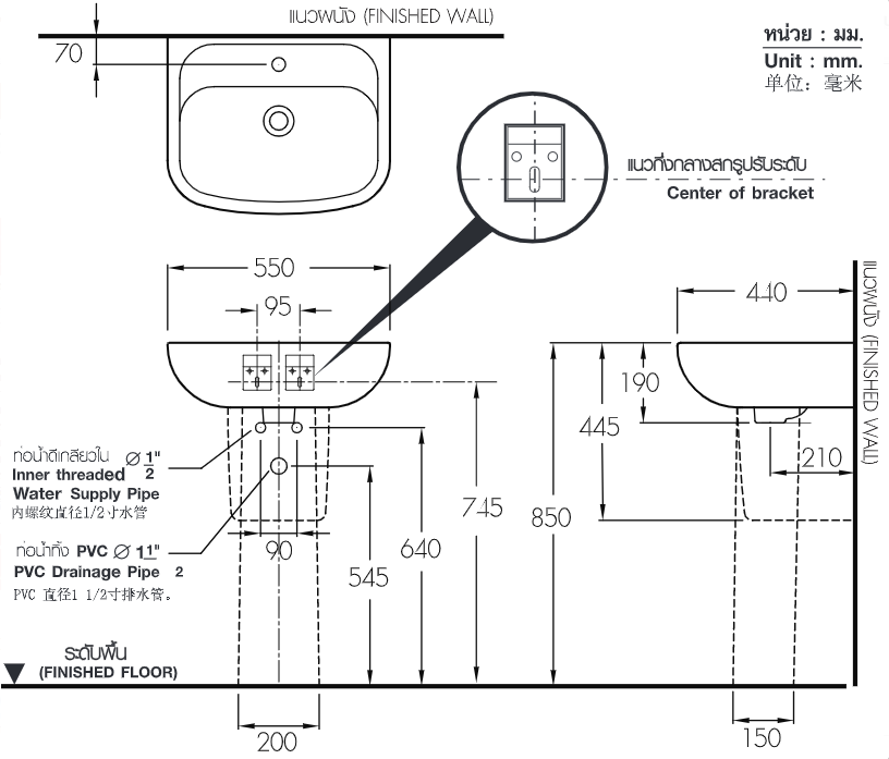 CHÂN LAVABO COTTO - C4241 - Ảnh 2