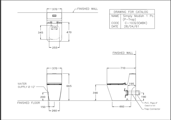 Bồn cầu một khối, màu đen - C10323MBK - Ảnh 2