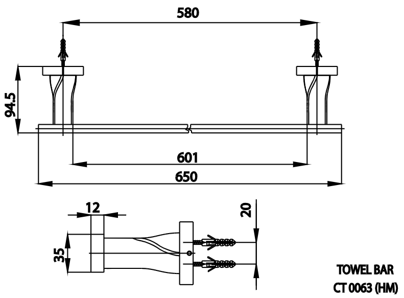 THANH TREO KHĂN COTTO - CT0063#BL(HM) - Ảnh 2