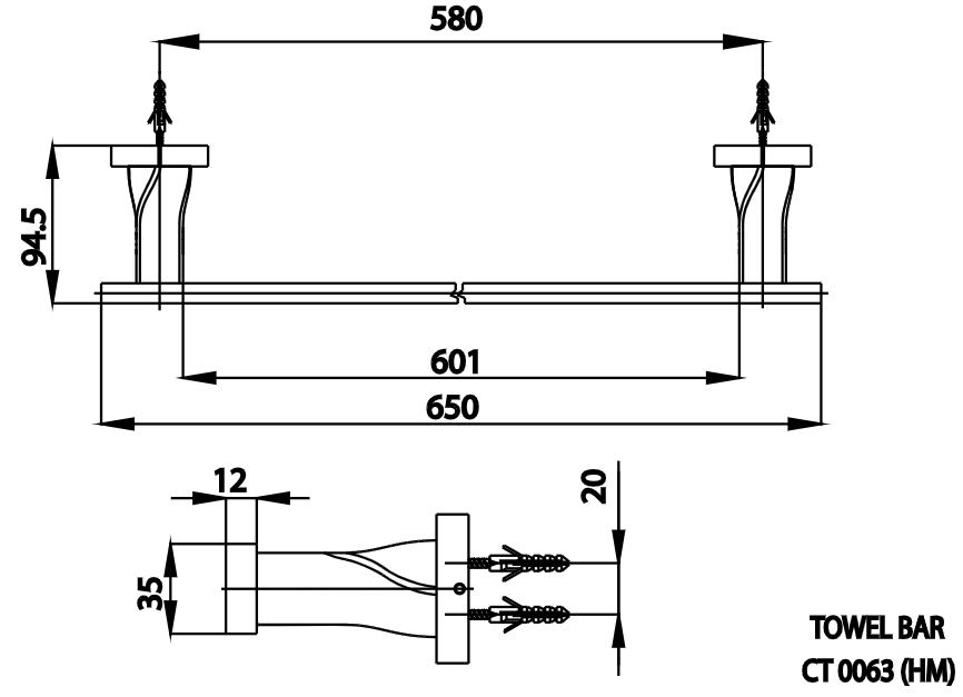 THANH TREO KHĂN COTTO - CT0063#GR(HM) - Ảnh 2