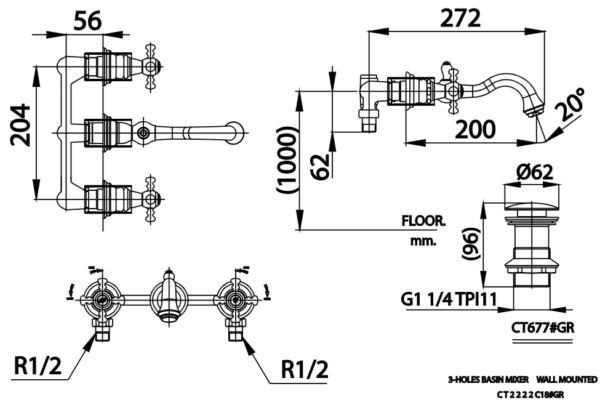 VÒI LAVABO COTTO - CT2222C18#GR - Ảnh 2