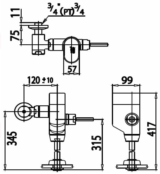 Van Xả bồnTiểu nam kết hợp hộp khử trùng COTTO - CT450DUF - Ảnh 2