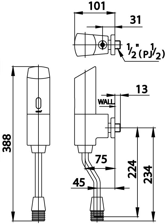 Van xả tiểu nam cảm ứng COTTO - CT482S - Ảnh 2