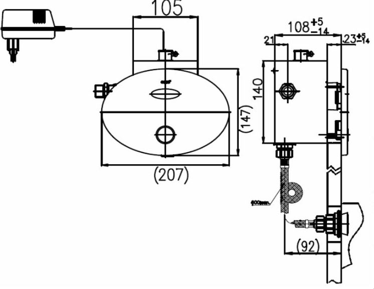 Van xả bồn tiểu nam cảm ứng âm tường COTTO - CT484AC(NL) - Ảnh 2