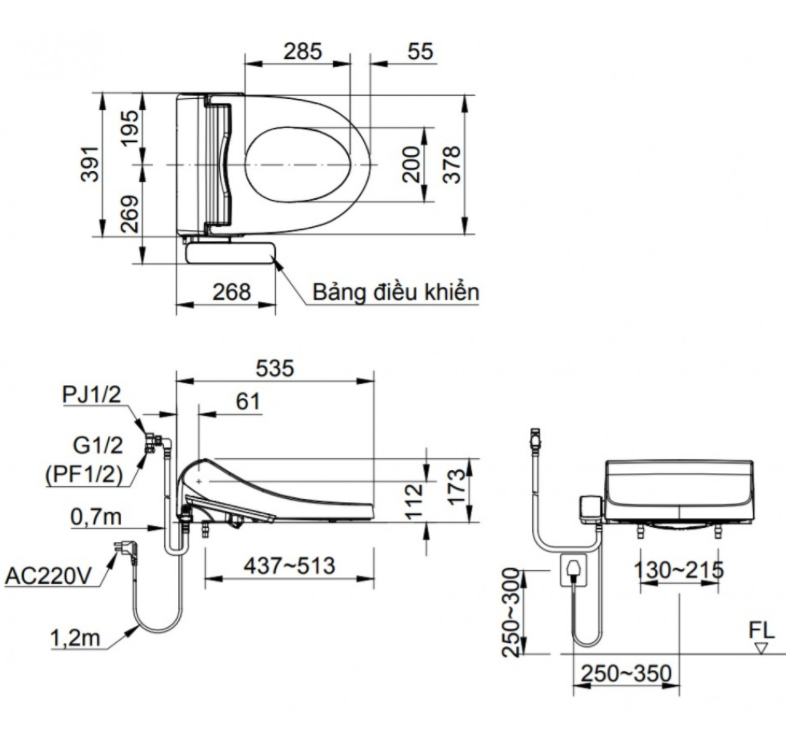 Nắp rửa điện tử INAX - CW-H18VN - Ảnh 2