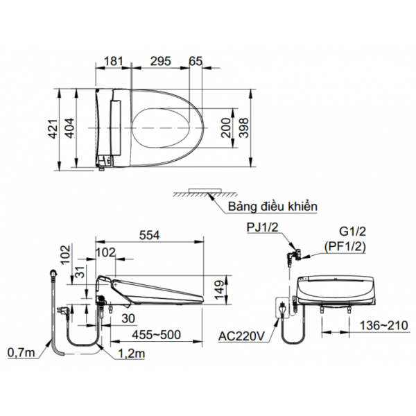 Bồn cầu 1 khối, kèm nắp rửa điện tử INAX - AC-1035+CW-KA22AVN - Ảnh 5