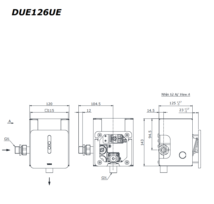 VAN CẢM ỨNG TIỂU NAM ÂM TƯỜNG DÙNG ĐIỆN TOTO DUE126UE - Ảnh 4