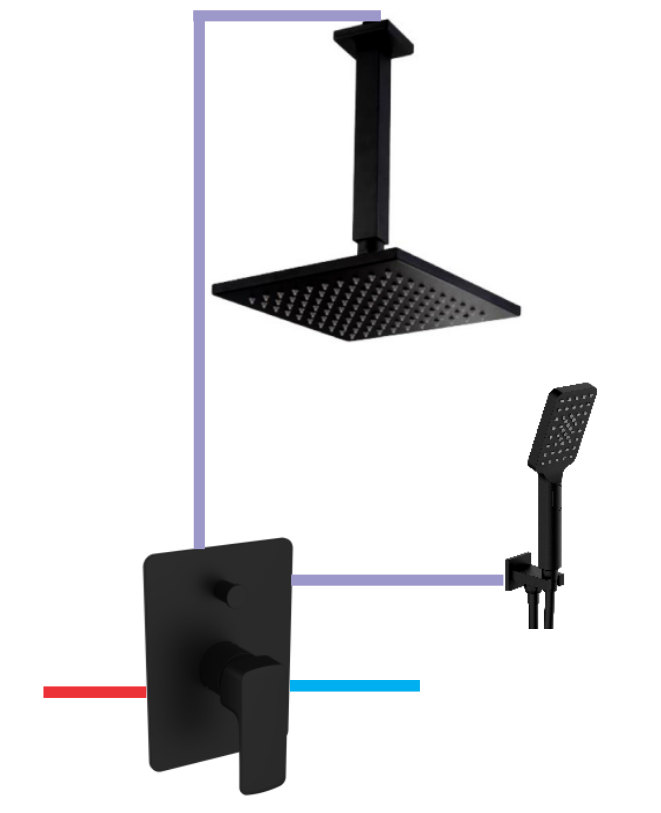 BỘ SEN MƯA 2 CHỨC NĂNG DIVINI MÀU ĐEN DVQ-8601B/DVQ-8601B ARM/DVQ-A80226B/DVQ-S1501B