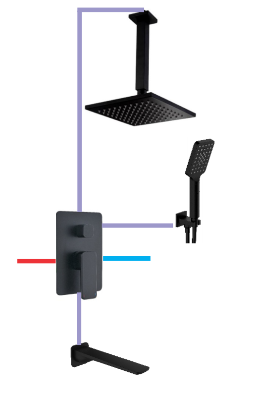 BỘ SEN MƯA 3 CHỨC NĂNG DIVINI MÀU ĐEN DVQ-8601B/DVQ-8601B ARM/DVQ-TS303B/DVQ-S1501B/DVQ-8001B