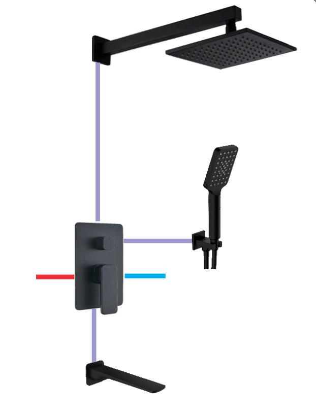 BỘ SEN MƯA 3 CHỨC NĂNG DIVINI MÀU ĐEN DVQ-8602B/DVQ-8602B ARM/DVQ-TS303B/DVQ-S1501B/DVQ-8001B