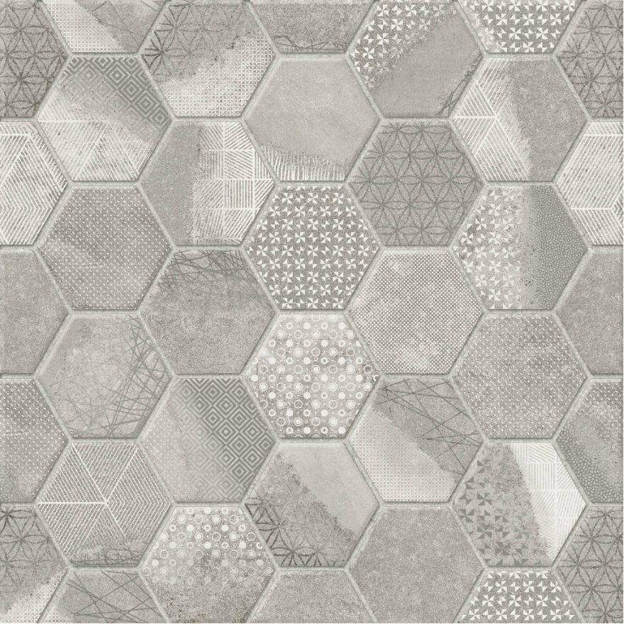 GẠCH CHÂU Á ỐP LÁT ESAGONO GREY 40×40 CM - Ảnh 2