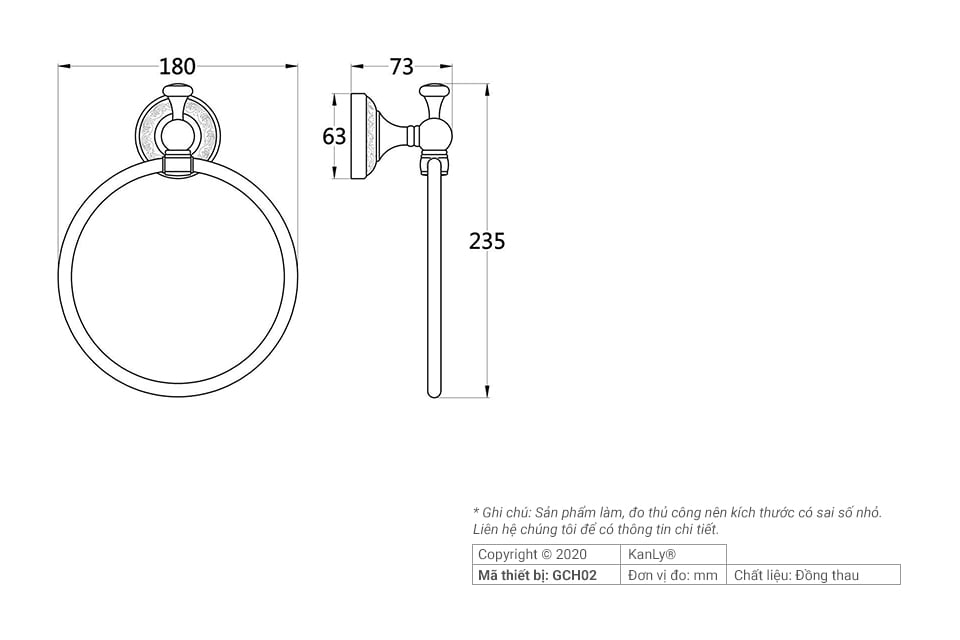 VÒNG TREO KHĂN BẰNG ĐỒNG KANLY - GCH02 - Ảnh 6