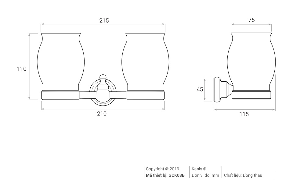 GIÁ ĐỂ CỐC ĐÔI KANLY GCK08B - Ảnh 3